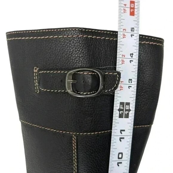 BORN Leather Riding Boots Tall Knee High Equestrian Buckle Black Size 6.5 EU37 - Picture 10 of 16